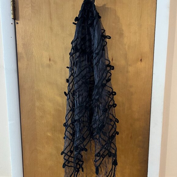 Women's Black Lightweight Sheer Shimmering Fashion Neck Scarf Shawl 65 x 24" - Picture 1 of 5